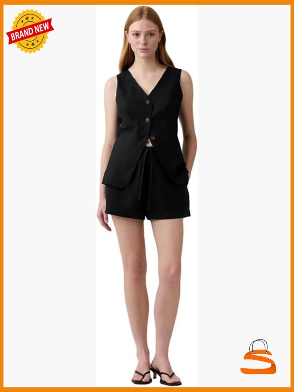 Linen Blend Pull-on Shorts Mid Rise Lightweight Summer Wear